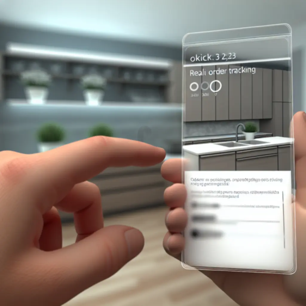 Podgląd śledzenia zamówienia Kitchen Furnio na telefonie