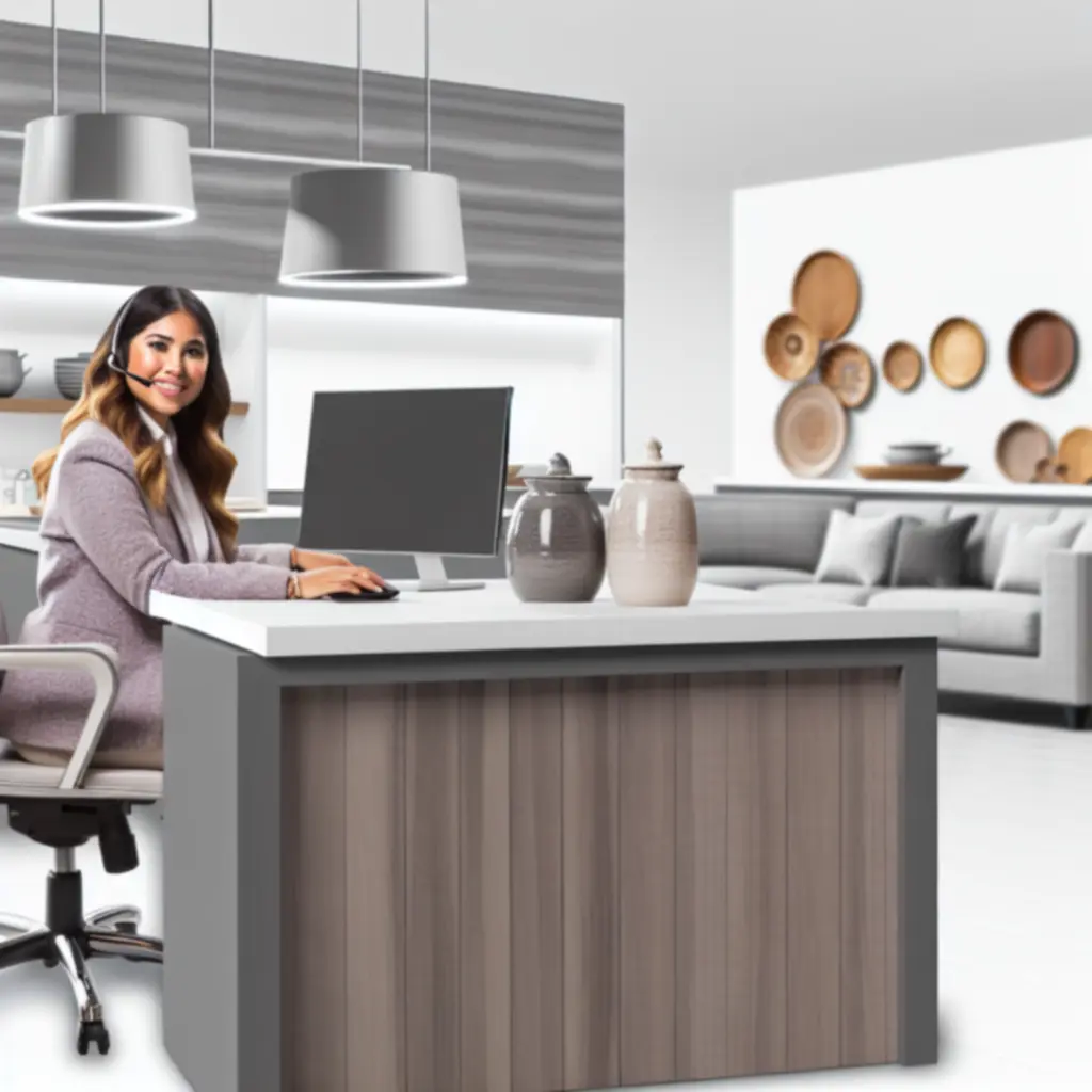 Zespół wsparcia Kitchen Furnio przy stanowisku komputerowym